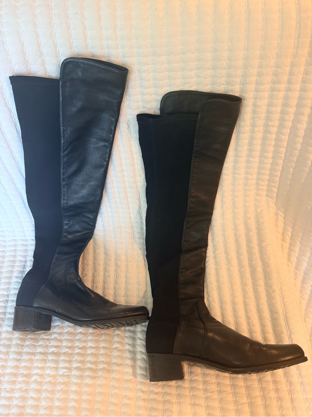 Stuart Weitzman 5050 Black Leather Over The Knee Stretch Boots Size 7 W - Picture 5 of 16